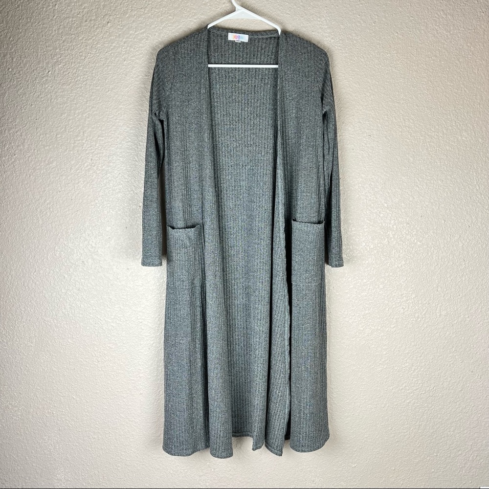 Lularoe Sarah Gray Ribbed Duster Cardigan XS 0-4